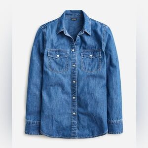 J. Crew New with Tags Wren slim western denim chambray shirt size 12